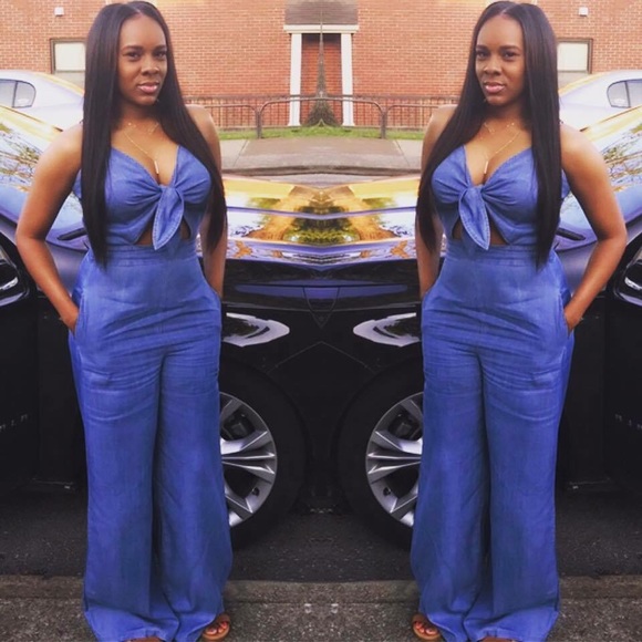 gianni bini denim jumpsuit